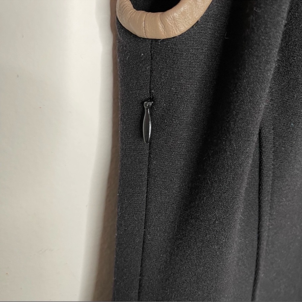 Club Monaco black dress with 100% sheep leather tan details. - Picture 6 of 10